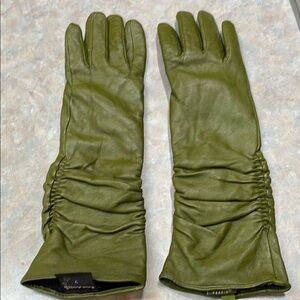 Perrin Elegant Olive Green Leather Gloves (sz 7)